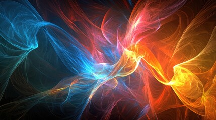Leinwandbilder - A striking abstract visual featuring colorful streams of light converging, creating a mesmerizing effect. Perfect for digital art, backgrounds, and creative projects.