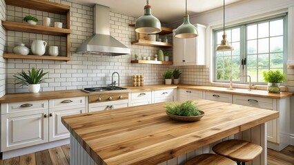 Wall Mural - Modern Kitchen with Natural Elements and Bright Design