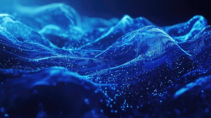 Aufkleber - Vibrant abstract blue digital background featuring dynamic data streams and light effects, perfect for technology and innovation visuals in various projects.