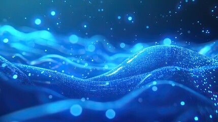 Aufkleber - A mesmerizing view of a data flow with glowing numbers against a vibrant blue background, ideal for themes of technology, innovation, and digital transformation.