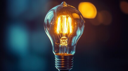 Vintage Style Light Bulb Glowing in Dark Environment