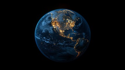 Wall Mural - 3d render of earth with lights glowing in city