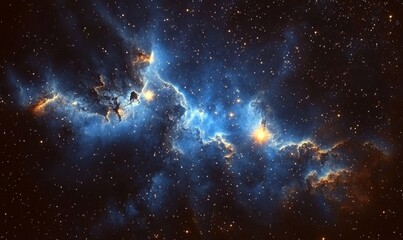 mesmerizing blue nebula in deep space with starfield and glowing cosmic clouds, stunning galactic ba