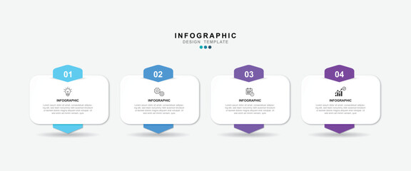 Fototapete - Vector Infographic label design template with icons and 4 options or steps. for your business data. Vector Illustration.