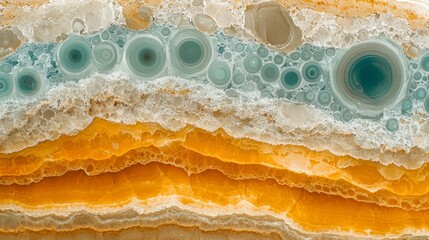 Wall Mural - Colorful layers of agate stone with circular patterns