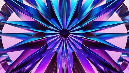Poster - Abstract kaleidoscopic design featuring shades of blue purple and white radiating from a central point