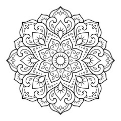 Wall Mural - circular pattern in form of mandala with flower for henna, mehndi, tattoo, decoration. decorative or