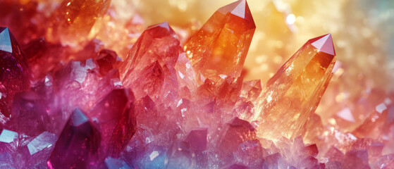Poster - Exploration of 3D abstract crystals with sharp edges and vibrant refracting light