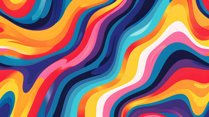 Wall Mural - Wavy pattern background in a vibrant retro abstract style, generative ai