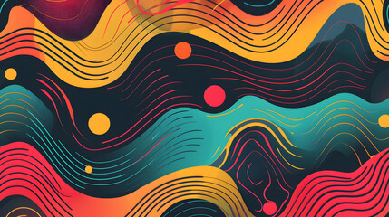 Poster - Wavy pattern background in a vibrant retro abstract style, generative ai