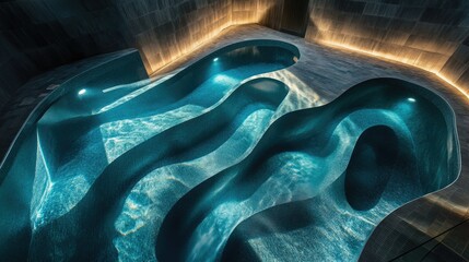 Aufkleber - Dynamic wave patterns in a swimming pool, illuminated by natural light from above