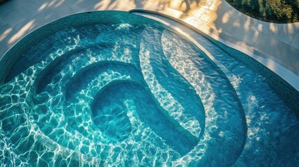 Aufkleber - Dynamic wave patterns in a swimming pool, illuminated by natural light from above