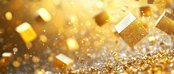 Poster - Glittering 3D cubes create a sparkling abstract background full of dazzling effects