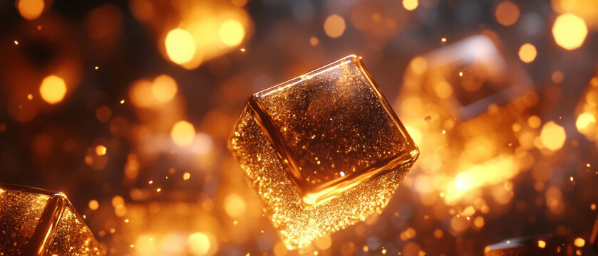 Glitter trails follow dynamic 3D cubes creating vibrant, energetic abstract visuals