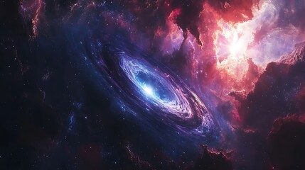 a black hole and accretion disk with blue light
