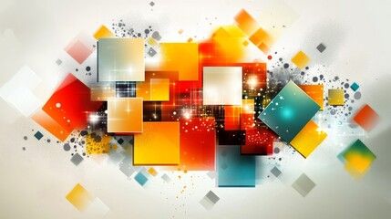 Poster - Abstract  template geometric flyer with color squares. Design element