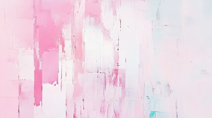 Poster - Minimalist digital glitch effect with colorful pink and white pastel tones on a bright, clean surface