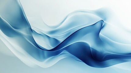 Fototapete - Misty, high-resolution abstract design with soft blue and white brush strokes for a tranquil visual effect