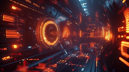 Poster - Real-time data presentation with dynamic, glowing visuals of charts, graphs, and statistics on a futuristic display