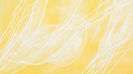 Fototapete - Subtle abstract composition of white line textures on a soft pastel yellow background, ideal for modern decor