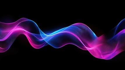 Poster - vibrant abstract design featuring glowing pink and blue neon waves on a black background