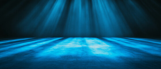 Poster - Dramatic blue gradient background with strong directional light creating highlights and shadows