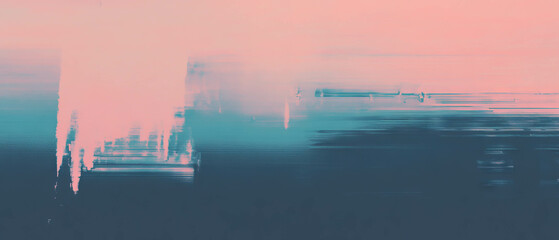 Poster - Abstract gradient design with subtle glitch effects creating a digital atmosphere