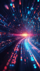 Poster - vibrant tunnel of light representing data flow and energy