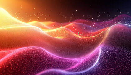Poster - Digital landscape with flowing data rivers and vibrant colors