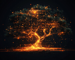 Poster - glowing data tree symbolizing growth and innovation