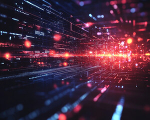 Poster - glowing data visualization with dynamic elements and lights
