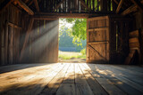 Sunlight Streaming Through Barn Door