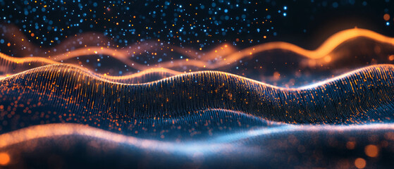 Poster - Abstract digital noise waves create a captivating background for vivid messaging