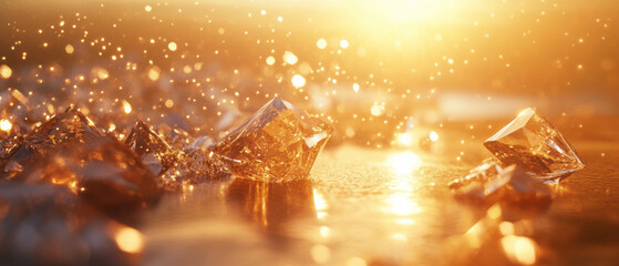 Poster - Floating crystals reflecting light create an ethereal atmosphere of beauty and tranquility