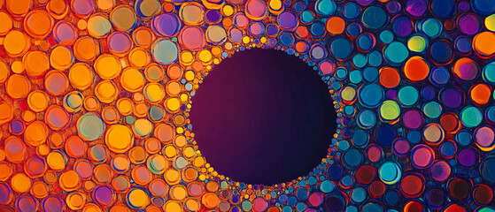Poster - vibrant holographic mosaic background with geometric elements and central blank space