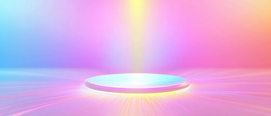 Poster - Holographic prism background with light effects and empty center for futuristic designs