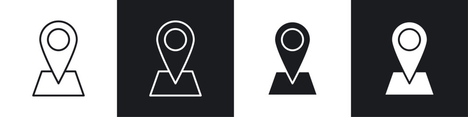 Wall Mural - pin icons collection in black and white solid and line style