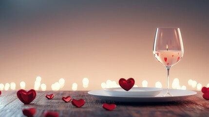 Wall Mural - A symbolic glowing Candlelight Dinner indicating in valentine's day concept