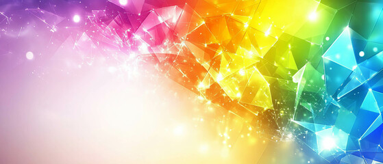 Poster - Rainbow prisms create vibrant hues and geometric patterns in an abstract background
