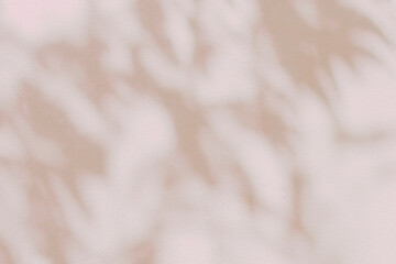 Aufkleber - Light and shadow pink beige pastel abstract background. Natural leaves shadows and sunshine diagonal refraction on white wall texture. Shadow overlay effect foliage mockup, banner graphic layout