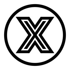 Poster - Black and White Bold Letter X in a Circle Logo