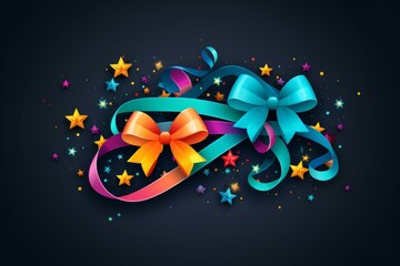 Poster - Vibrant ribbons and sparkling stars creating a joyful and celebratory mood, perfect for festive occasions