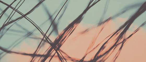 Poster - Abstract depiction of wires creating pathways against a soft pastel background