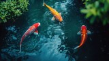 Koi fish feeding pond garden serenity nature