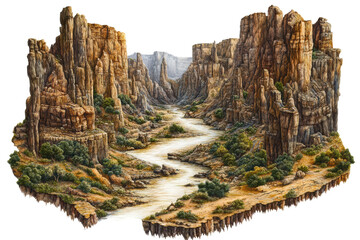 Poster - A breathtaking view of a winding river surrounded by towering rock formations and lush greenery, showcasing the beauty of nature and serene landscapes.