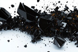 abstract futuristic background with black glossy broken geometric shapes