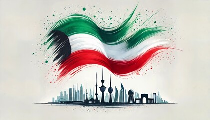 Wall Mural - Kuwait national day background in grunge style.