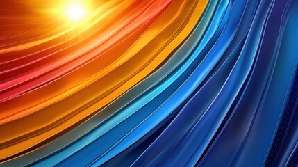 Poster - clean energy solar solutions concept. Vibrant abstract wave pattern with warm and cool colors creating a dynamic visual effect.
