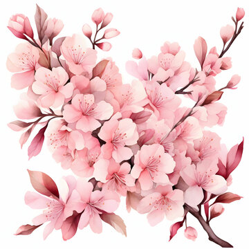 water color cherry blossom sakura branch of tree