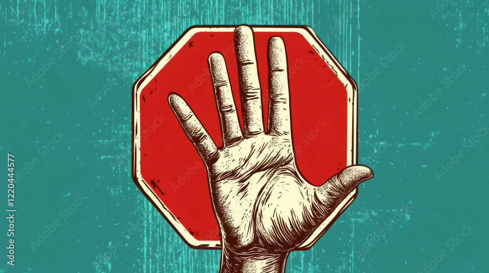 Hand Stop Background Hand showing stop sign making stop signal on grunge background Stock ...